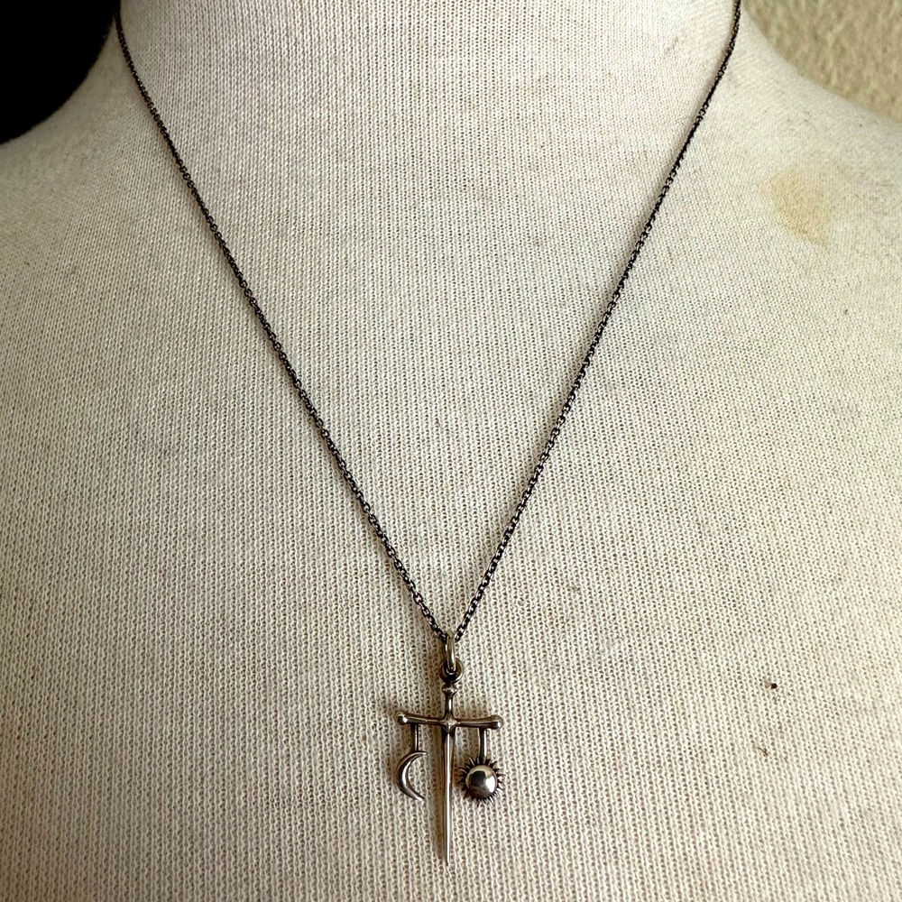 Talon Jewelry Sun and Moon Balance Pendant Necklace in Sterling Silver